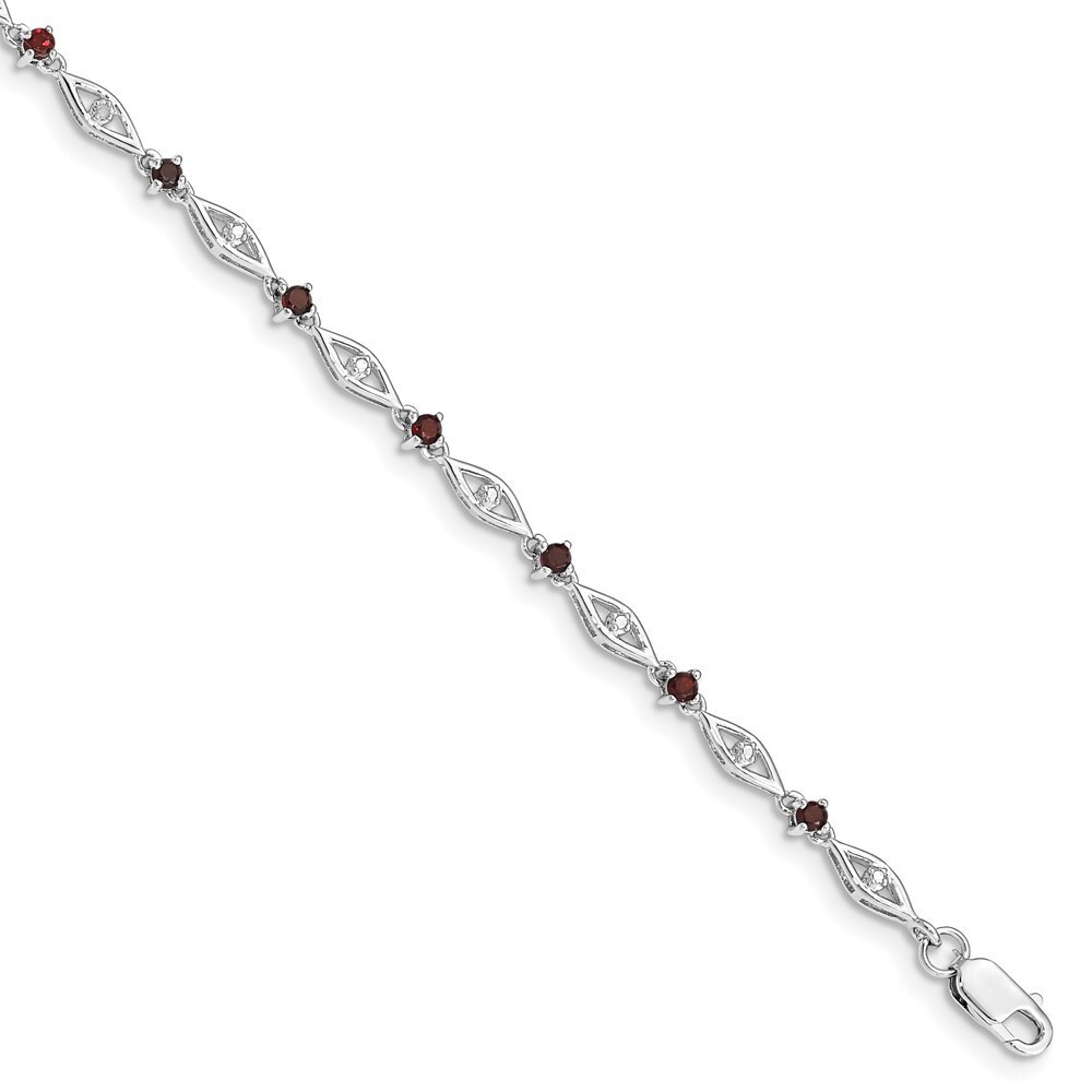 Kazi Luxury Sterling Silver Rhodium-plated Garnet Diamond Bracelet